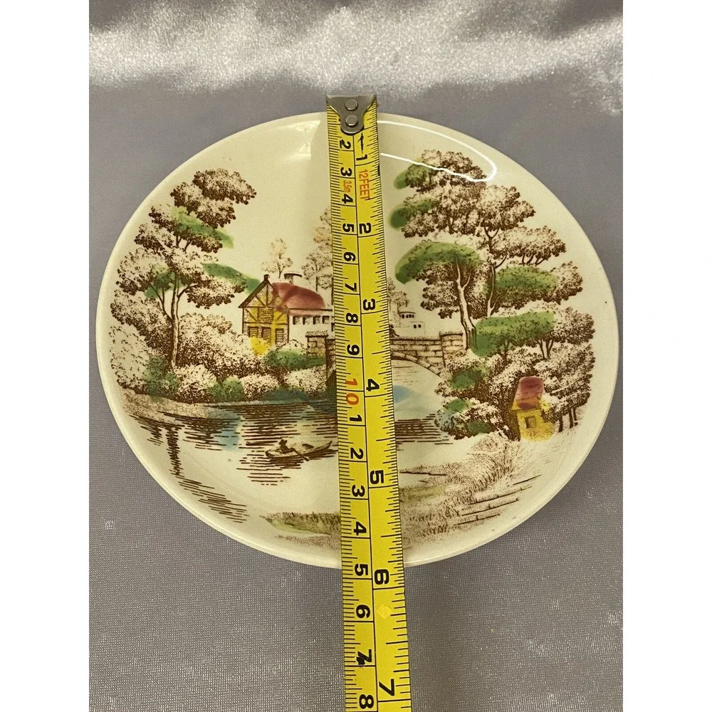 VNTG Nasco Holiday Water Canal Bridge Scene Cup Saucer Set Japan Made PreOwned